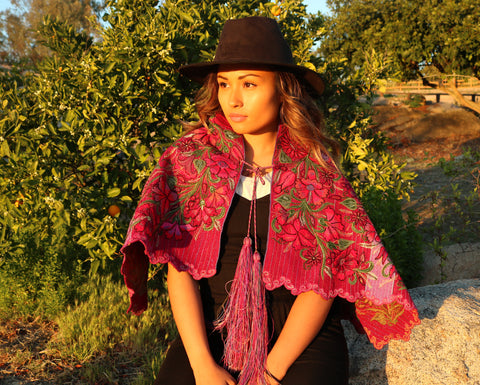 Floral Desires Handwoven Ruana - Handmade Ruana | GoAlong Travels