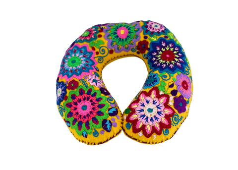 Lavish Flower Yellow Travel Pillow For Sale Online | GoAlong Travels